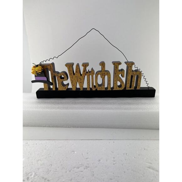 "THE WITCH IS IN" Wood Hanging Sign HALLOWEEN Home Decor. 4” X 16” - Picture 1 of 5